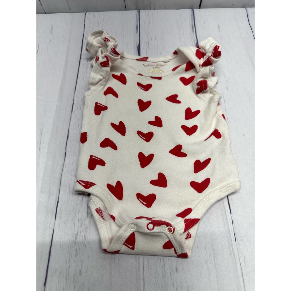 Jessica Simpson White W/Red hearts One Piece 3-6M